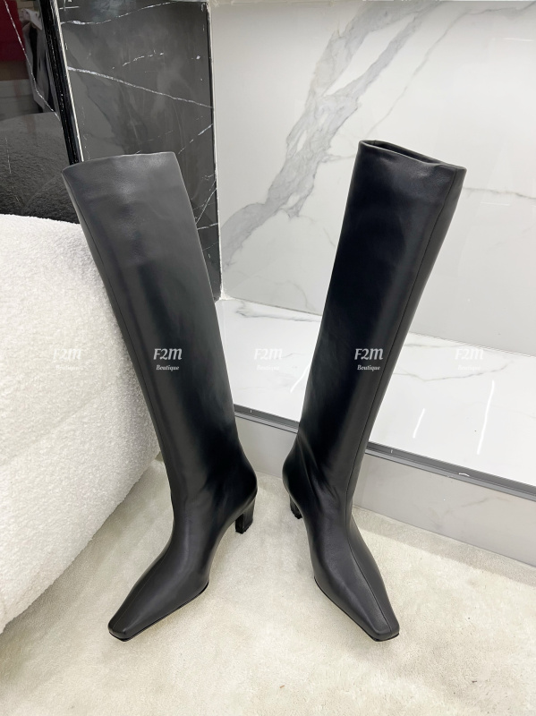 F2M New Black Square-Toe Kitten Heel Over-The-Knee Boots Knee-High Boots High Boots