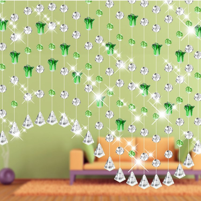 Perforated Cabbage Crystal Bead Curtain Bedroom Make-up Room Wind Water Curtain Door Curtain Living-room Genguan Partition Window Nordic