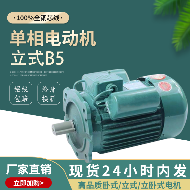 Vertical single-phase motor 220V large flange two-phase four-stage 0 75 1 1 5 2 2 3KW all-copper reducer