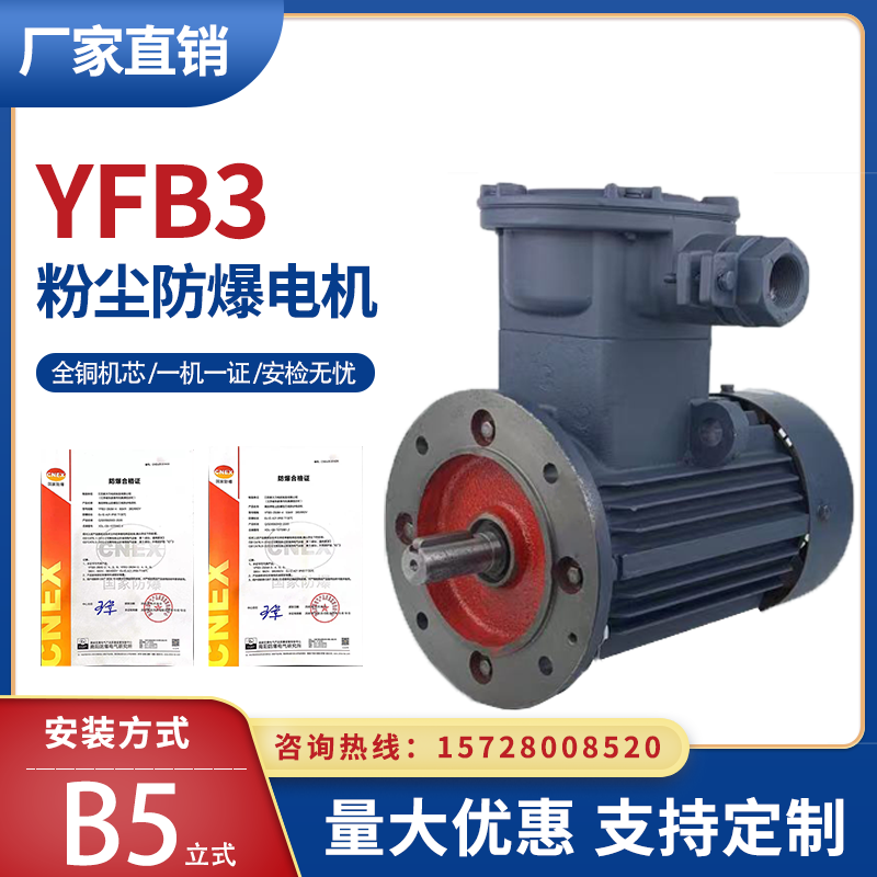 YFB3 dust explosion-proof motor new strong vertical explosion-proof motor 0 75 1 1 3 5 5KWA21IP65