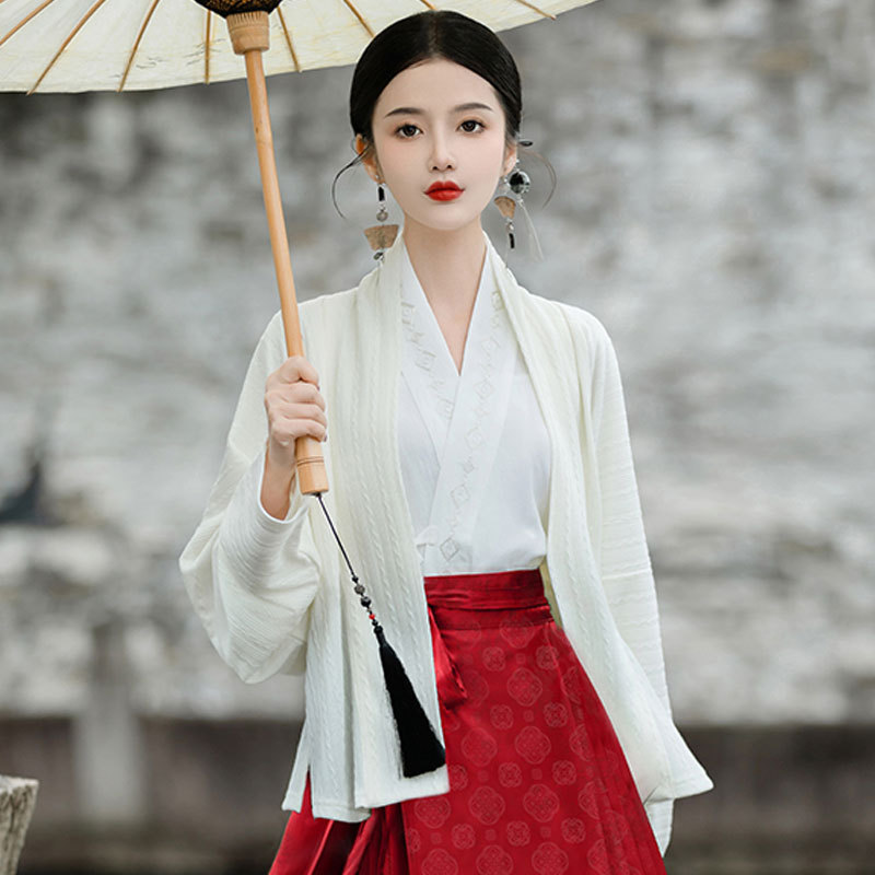 Pair It with Mamian Skirt Women's Autumn Hanfu-Style Cardigans, Modernized Hanfu-Style Knit Tops with New Chinese Elements