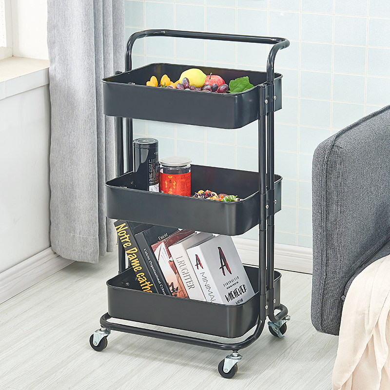 Small cart set containing snack shelf mobile with wheel floor multilayer baby supplies baby living room bedside shelf-Taobao