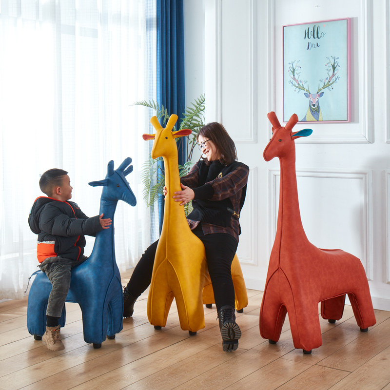 Giraffe sitting stool cartoon living room Animals changing shoes stool children stools stool sofas stool nets red little deer seats wearing shoes stool
