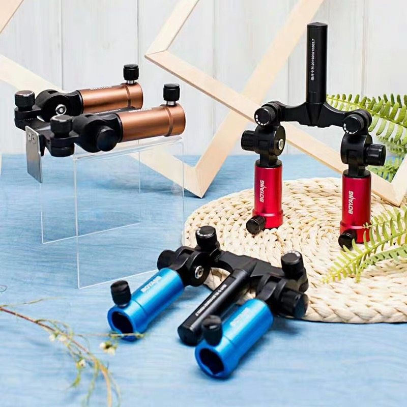 Bohai Dual Cannon Bench Bracket New Ultra Light Universal Adjustment Aluminum Alloy Fishing Case Fishing Bench Fishing Desk Universal Double Head Corner