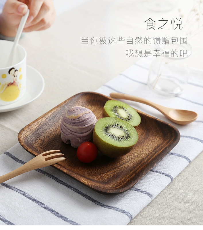 Không. Chất lượng tốt phong cách Nhật Bản tấm gỗ khay gỗ rắn tấm nhỏ vuông tấm ăn sáng bánh mì snack khay trà món ăn bằng gỗ đĩa trái cây
