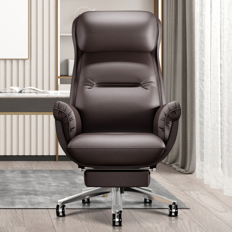 Computer chair home simple and comfortable sedentary office chair backrest can lie down and sleep leather boss chair business class chair