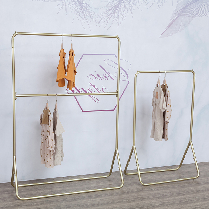 Women's Clothing Shop Clothes Rack Children's Clothing Store Middle Island Bilayer Clothing Racks Landing Children Shelves Clothing Store Shelves