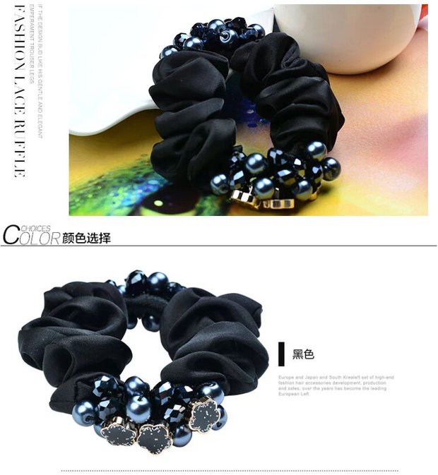 Phụ nữ trung niên phụ kiện tóc mẹ Zama đuôi cao su với flannel tóc vòng tóc rhinestone tóc dây đầu hoa dây cao cấp - Phụ kiện tóc băng đô nữ