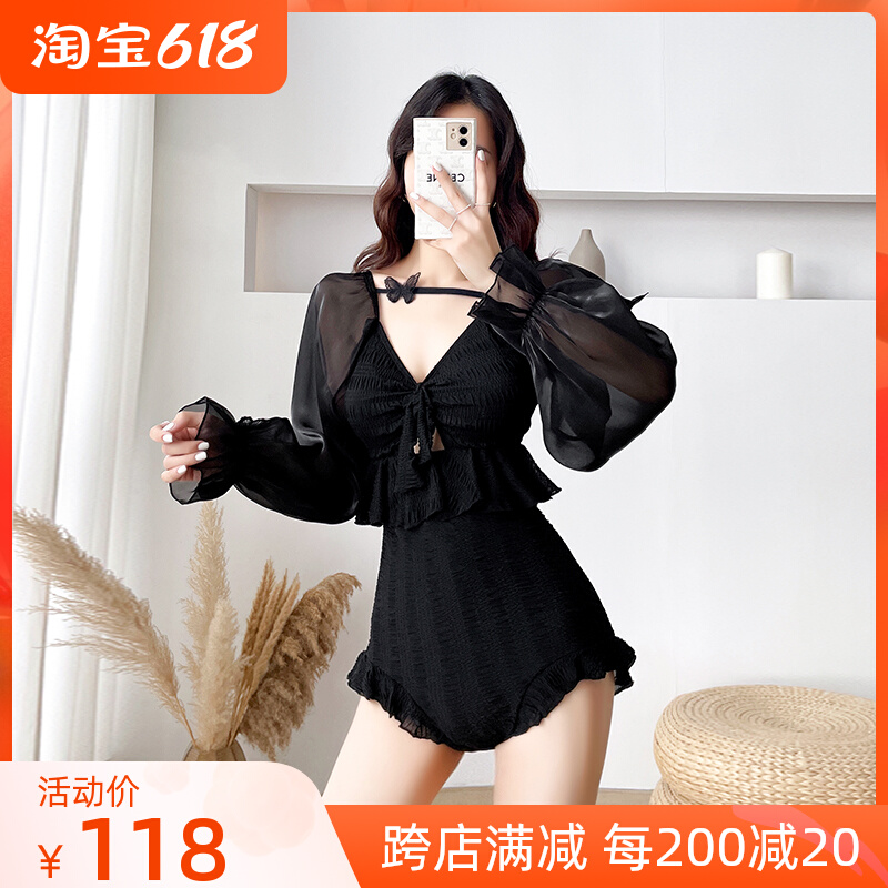 Girl Time 2022 New Swimsuit Ladies Summer Hot Spring Cover Belly Thin Conservative One-Piece Sexy Pure Desire Wind
