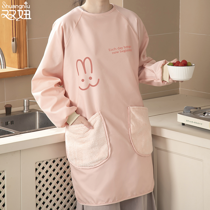 エプロンキッチン家庭用防水防油調理特別2024新しいステインスモックハイエンド若い女性