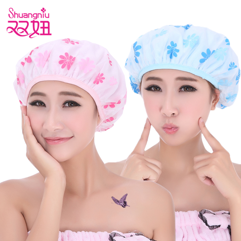 Shower cap waterproof adult women's three-in-one enlarged printed double-layer oil cap hair film bath shower cap dry hair cap