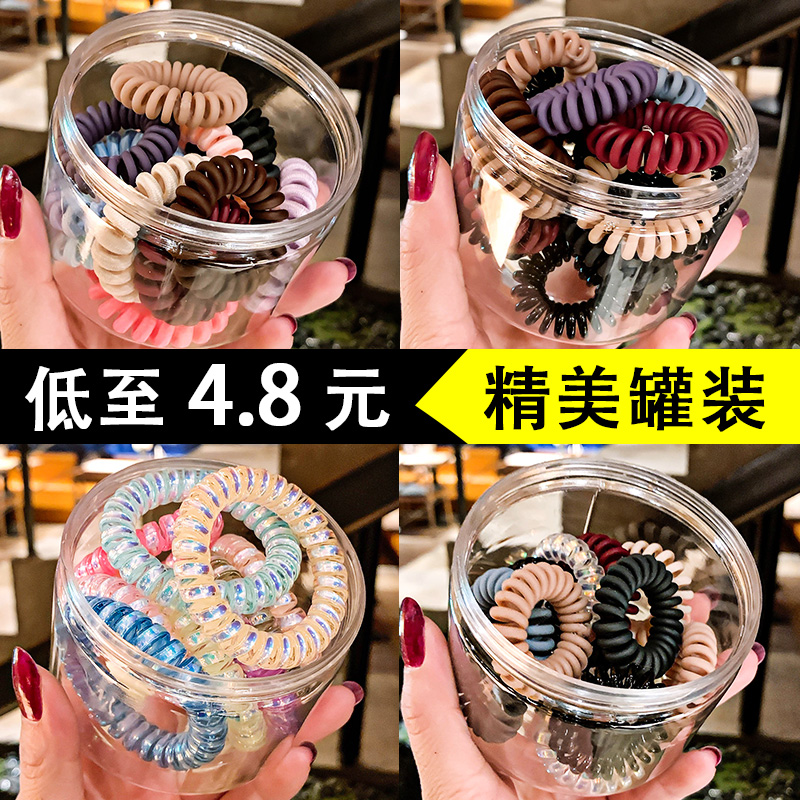 Telephone line hair rings Jane Jorza hair Hair Rubber Band Black Korea Nets Red no-mark leather cover hair ring headwear