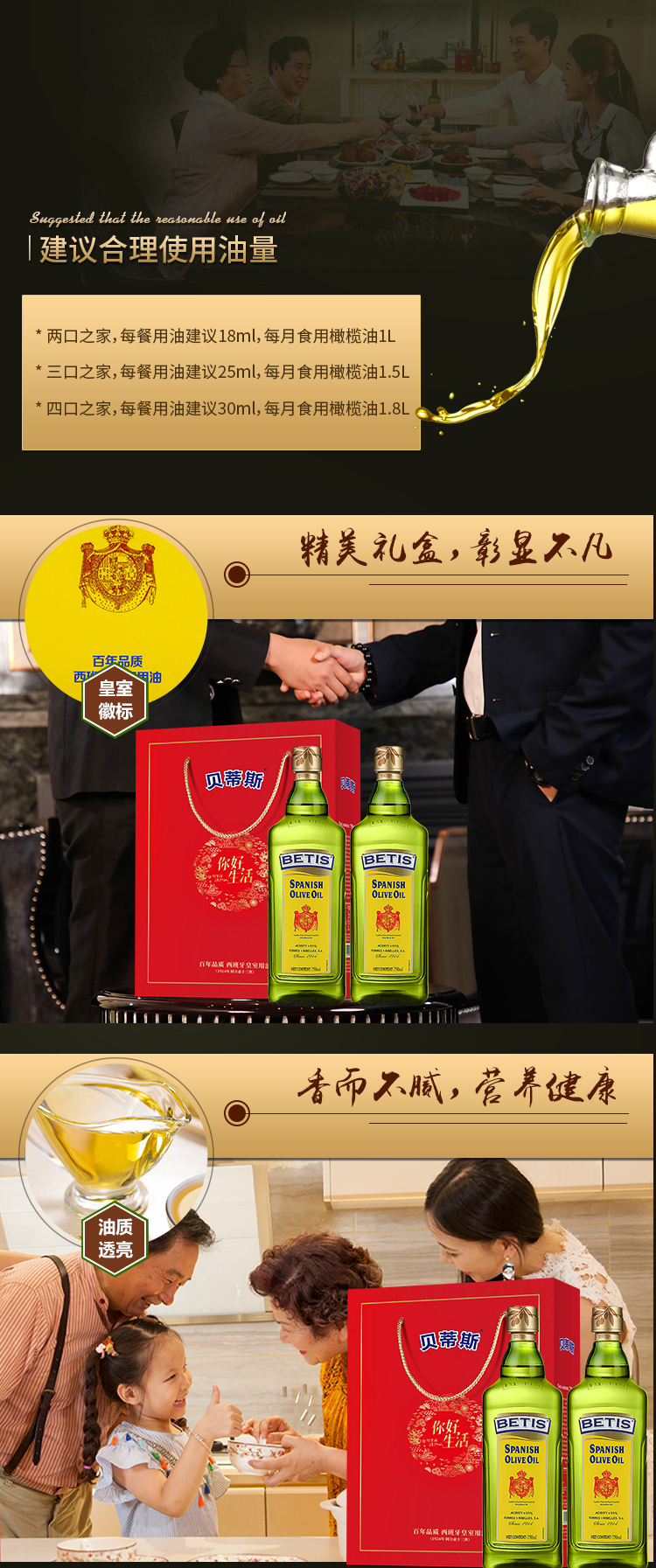 西班牙进口 贝蒂斯 橄榄油 750ml*2瓶 礼盒装 图9