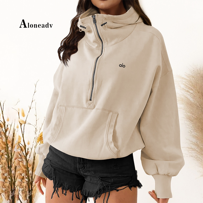 Aloneadv American Style Trendy Sports Sweatshirt Women's Hoodie Long Sleeve Autumn Outdoor Loose Jacket Casual Top
