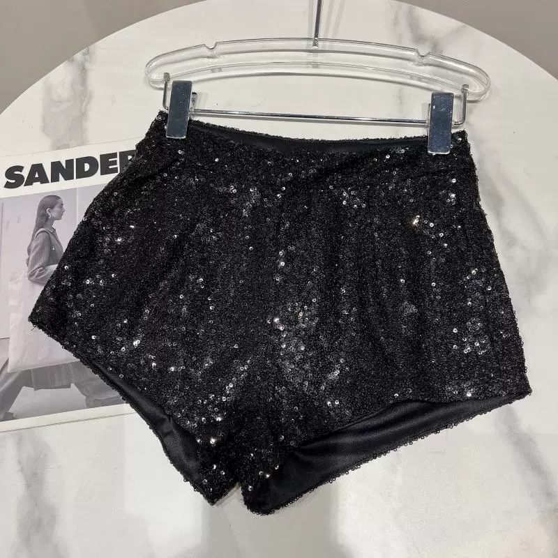 biker shorts women Fashion Sequins Loose Shorts Women Streetwear High Waist Wide Leg Mini Pants Female Elastic Waist Casual Summer Shorts 2022 New swim trunks