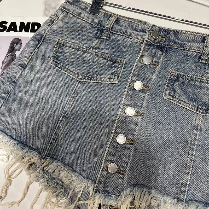 khaki shorts Denim Shorts Skirt Women Single Breasted Fashion Tassel High Waist Jeans Shorts 2022 Summer Loose Wide leg Short Pants Female keiki kona shorts