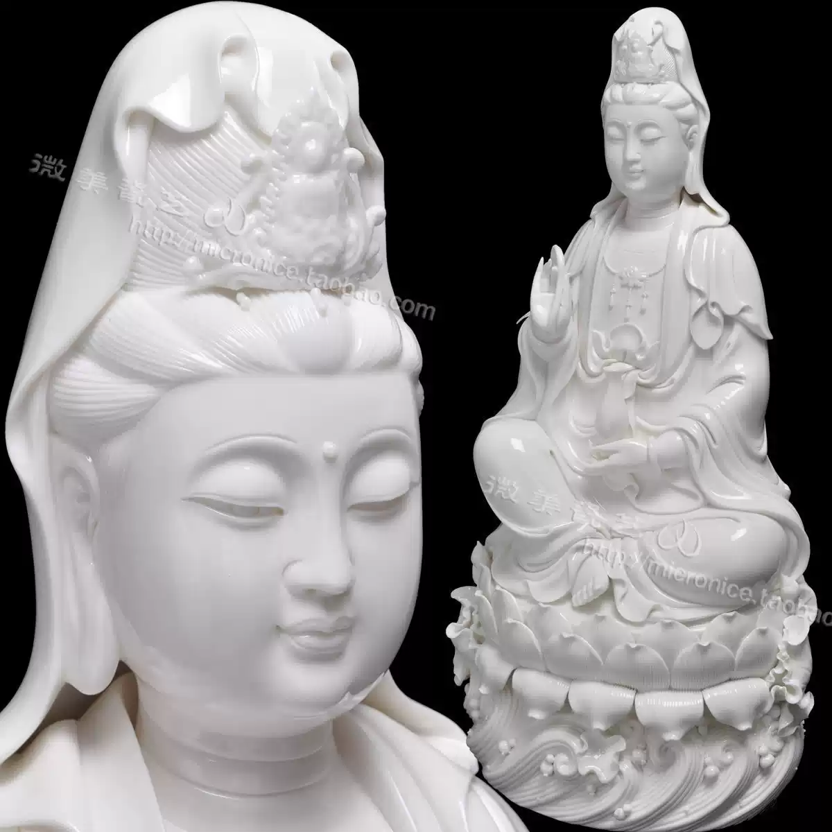 微美白瓷观世音佛像12至20吋德化瓷陶瓷观音像新中式摆件
