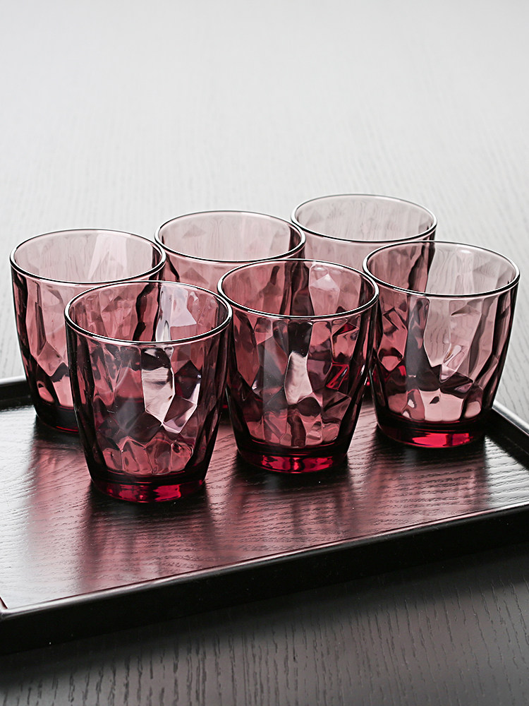 Imported household glass net red water cup thickened cup Juice milk drinking cup Living room set