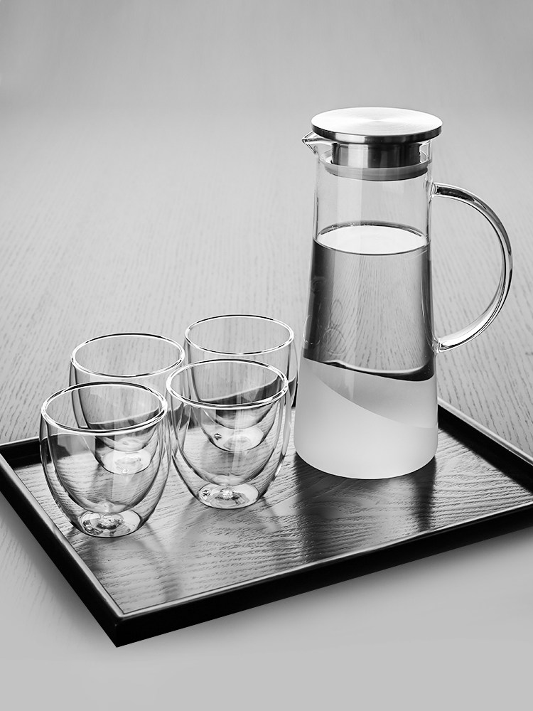 European cold water jug glass heat-resistant high temperature household suit Explosion-proof living room refrigerator cold water jug large capacity thickening