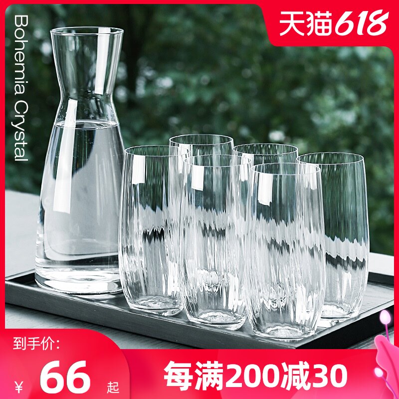 European heat-resistant high-temperature net red transparent crystal glass set Household teacup Living room Nordic style drinking tea set