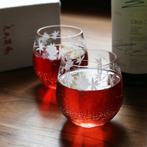 Japanese imported Edo nitrate handmade cracked grape wine glass Japanese creative 2 gift box home gift
