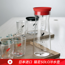 Japan imported high temperature resistant glass teapot cold white Open Kettle tea cold kettle household set Cat Claw juice cup