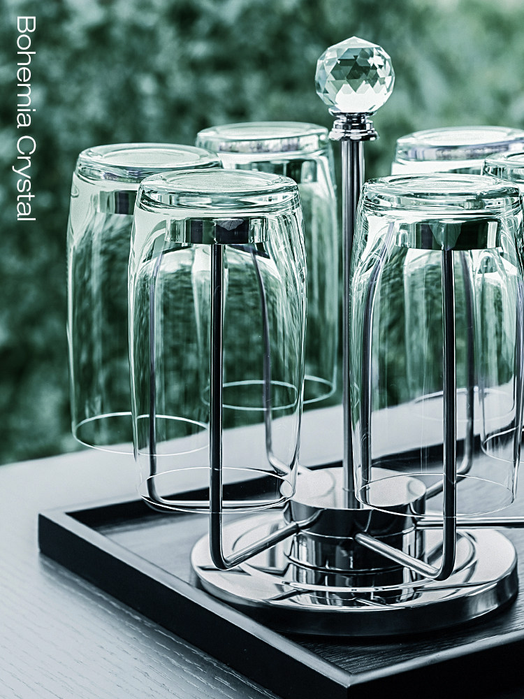 Imported European crystal glass set 6pcs household living room drinking cup Tea set gift box with cup holder