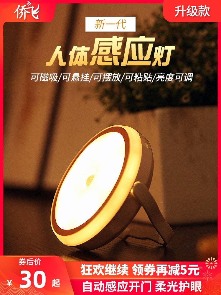 Smart LED Human body induction night light Rechargeable home automatic light control Sound control Stairs Wardrobe walkway Aisle