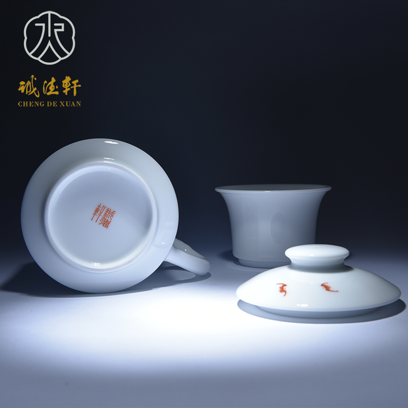 Cheng DE hin jingdezhen porcelain filtering) office cup, gift famille rose porcelain hand - made 5 cups liuhe good fortune