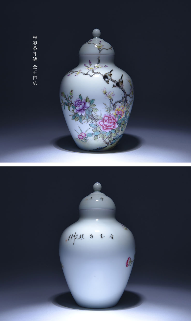 Cheng DE xuan jingdezhen porcelain pure hand - made kung fu tea set gift of flowers and birds, 91 pastel caddy fixings good bald