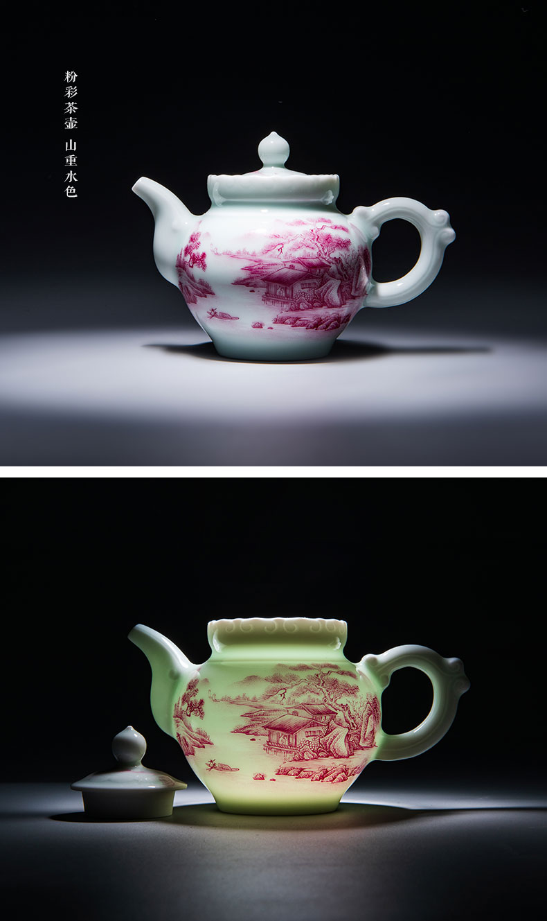 Kung fu cheng DE xuan jingdezhen ceramics high - grade tea hand - made famille rose 41 kettle heavy mountains