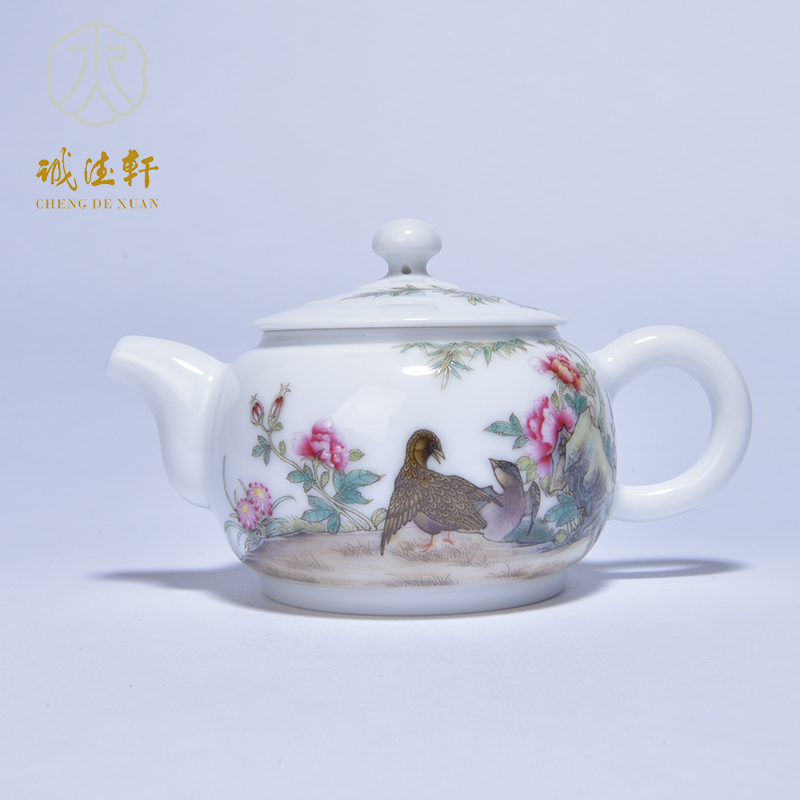 Cheng DE xuan jingdezhen upscale boutique kung fu tea kettle hand - made famille rose 14 live anping the teapot