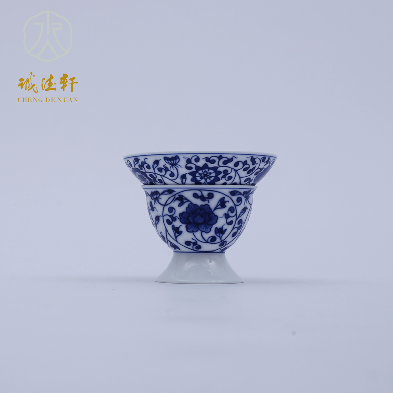 Cheng DE hin kung fu tea set, jingdezhen ceramic tea tea filter parts) hand - made 1 blue and white tie up three flowers