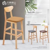 Solid wood bar chair Household modern simple high stool Front cashier backrest bar stool Bar chair Nordic bar chair