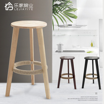 Bar stool Solid wood modern simple household high stool Wooden chair high stool Bar counter cashier high bar stool