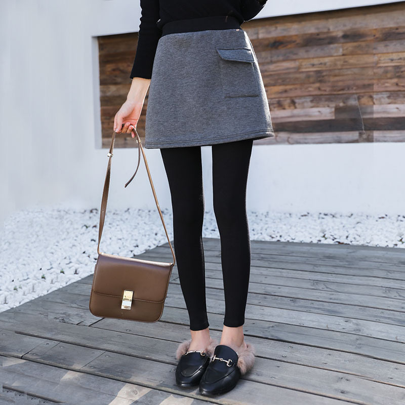 Net red summer big pockets outside wear short skirts fake two-piece inner culottes women's new slim belt skirt culottes