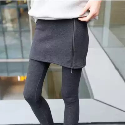 Winter spring and autumn Net red fake two pieces of inner pants culottes women's zipper wear slim high waist Joker one pants skirt