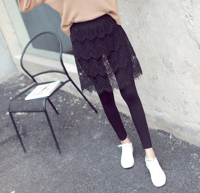 Summer anti-mosquito net red spring autumn lace silk splicing internal lap pants skirts fake two pieces of thin and thin outside wearing eyelash nepotism
