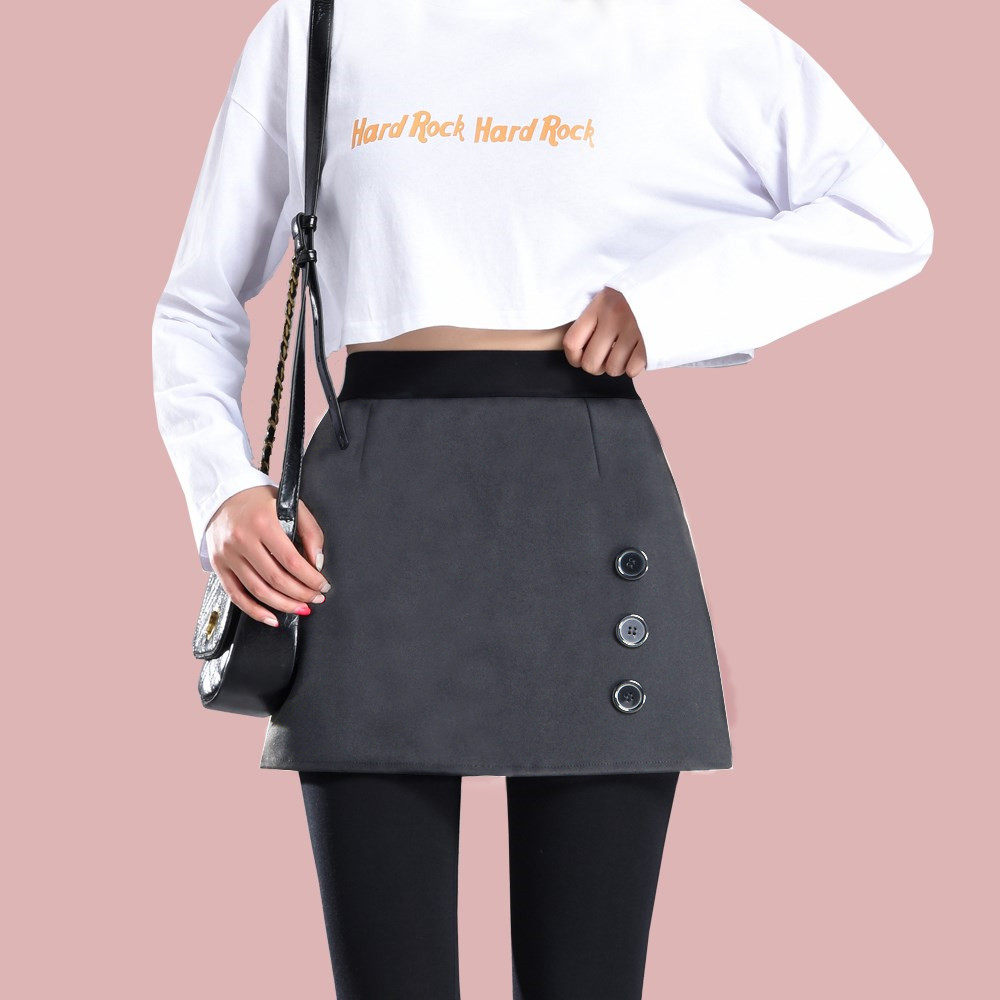 Net Red New Pint Summer Spring Autumn Holidays Two Inside Lap Pants Skirts Pants Women's Slim Size Women's Dress Outwear With Skirt Pants