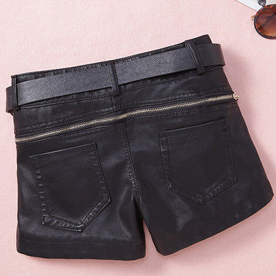 Leather shorts female 2019 new products Spring and autumn Han version of body slim low waist leather pants large size for spring and autumn boot pants outside wearing pants