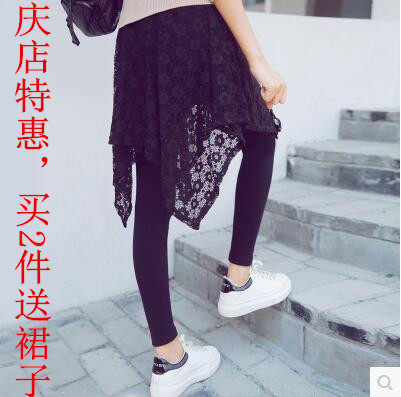 Summer spring autumn net red irregular Korean version lace fake two inside lap pants dress big size student skirt new half body dress