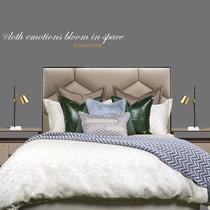  New green coffee element model room bedding Light luxury high-end villa hotel modern model room bedding