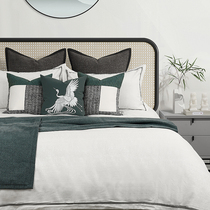 Green new Chinese crane high-end exhibition hall model room bedding light luxury soft model room bedding pillow