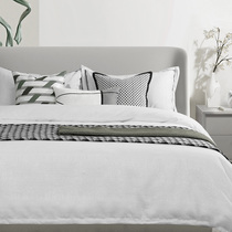 Grey White Green Dot adorned high-end showroom Room Bed Pint Light Extravagant and Soft Decent Board Room Bed Bedding with Pillow Hitch
