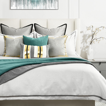 Original gray blue model room bedding light luxury high-end villa hotel modern model room bedding