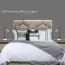  New gray series model room bedding Light luxury high-end villa hotel modern model room bedding