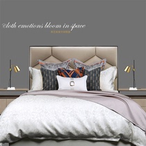  New vitality orange gray model room bedding Light luxury high-end villa hotel modern model room bedding