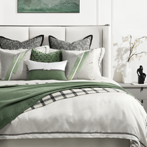 Plaid blanket green model room bedding high-end villa hotel modern model room bedding luxury