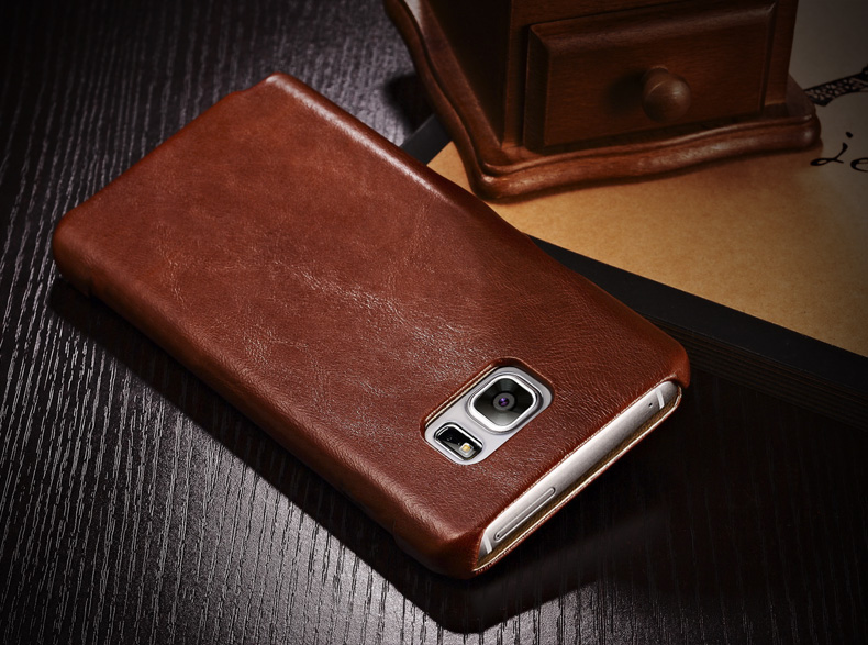 iCarer Vintage Series Side Open Handmade Genuine Cowhide Leather Case Cover for Samsung Galaxy Note 5