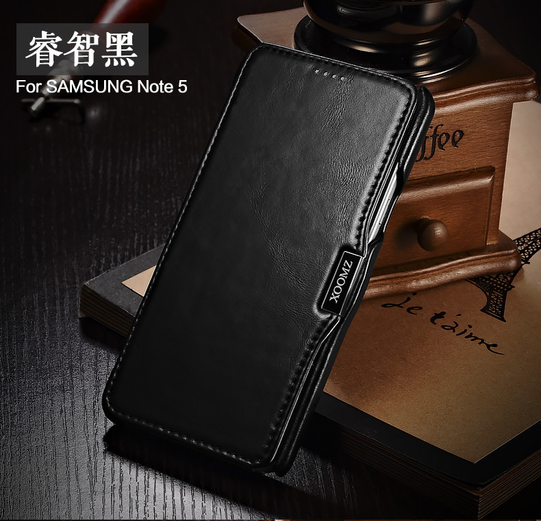 iCarer Vintage Series Side Open Handmade Genuine Cowhide Leather Case Cover for Samsung Galaxy Note 5